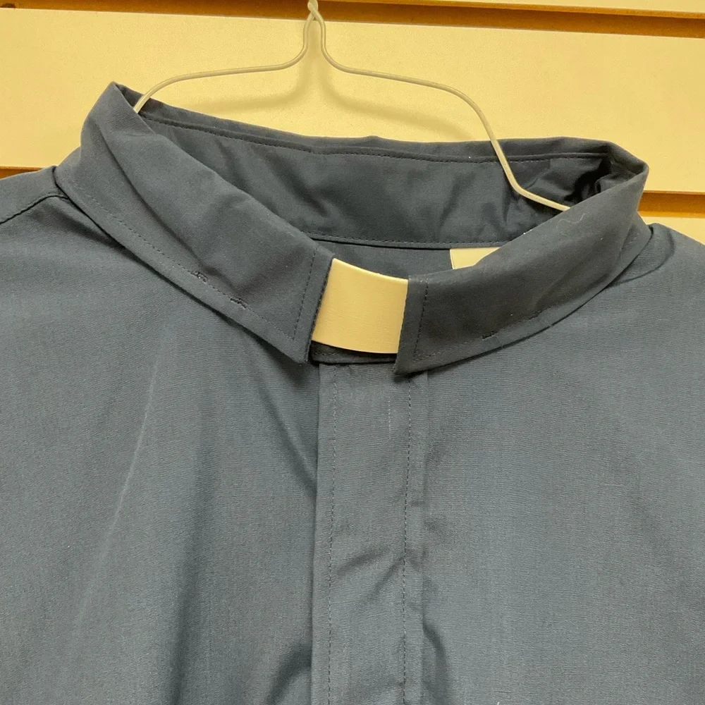 Autom Tailored Apparel Short Sleeve 17 1/2 Tab Collar Blue - Picture 3 of 5